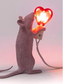 Kleine design LED tafellamp Mouse met USB poort, Lamp: kunsthars, Roze, B 13 x H 15 cm