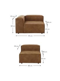 Sofá modular de cuero reciclado Lennon (4 plazas), Tapizado: cuero reciclado (70% cuer, Estructura: madera maciza, madera con, Patas: plástico, Cuero marrón, An 327 x F 119 cm