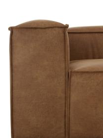 Modulares Sofa Lennon (4-Sitzer) aus recyceltem Leder, Bezug: Recyceltes Leder (70 % Le, Gestell: Massives Holz, Sperrholz, Füße: Kunststoff, Leder Braun, B 327 x T 119 cm