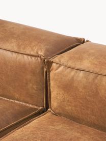 Modulares Sofa Lennon (4-Sitzer) aus recyceltem Leder, Bezug: Recyceltes Leder (70 % Le, Gestell: Massives Holz, Sperrholz, Füße: Kunststoff Dieses Produkt, Leder Braun, B 327 x T 119 cm