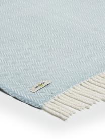 Plaid azzurro con motivo fine Skyline, 50% cotone, 50% acrilico, Azzurro, bianco latte, Larg. 140 x  Lung.180 cm