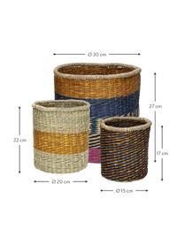 Set 3 cesti in fibra naturale Sumbawa, Alghe, Multicolore, Set in varie misure