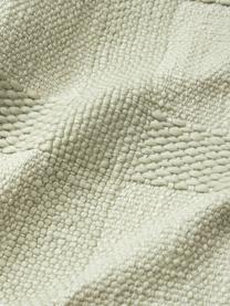 Housse de coussin 45x45 à carreaux avec franges Kaspar, 59 % laine, 41 % coton, Vert clair, larg. 45 x long. 45 cm