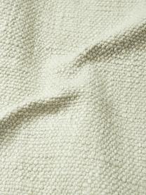 Housse de coussin 45x45 à carreaux avec franges Kaspar, 59 % laine, 41 % coton, Vert clair, larg. 45 x long. 45 cm