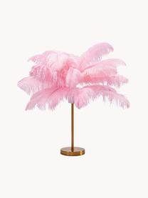 Grote tafellamp Feather Palm, Lampenkap: struisvogelveren, Roze, Ø 50 x H 60 cm