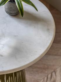 Tavolino rotondo in vetro soffiato con piano in marmo Seville, Struttura: vetro, alluminio rivestit, Verde oliva, bianco marmorizzato, Ø 46 x Alt. 46 cm