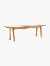 Eettafelset Melfort met zitbank en stoelen Nagano, 4-delig, Tafelblad: MDF met wild eikenhoutfin, Poten: massief berkenhout met ei, Zitvlak: MDF met wild eikenhoutfin, Poten: massief berkenhout met ei, Hout, geweven stof lichtgrijs, Set met verschillende formaten