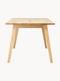 Eettafelset Melfort met zitbank en stoelen Nagano, 4-delig, Tafelblad: MDF met wild eikenhoutfin, Poten: massief berkenhout met ei, Zitvlak: MDF met wild eikenhoutfin, Poten: massief berkenhout met ei, Hout, geweven stof lichtgrijs, Set met verschillende formaten