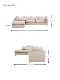 Grosses Ecksofa Zach in Beige, Bezug: Polypropylen Der hochwert, Webstoff Beige, B 300 x T 213 cm, Eckteil links