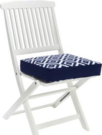 Hoog stoelkussen Miami in donkerblauw/wit, Blauw, B 40 x L 40 cm