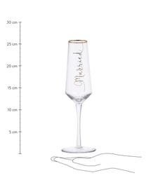 Set 2 flute champagne con scritta dorata Just Married, Vetro, Trasparente, dorato, Ø 6 x Alt. 26 cm