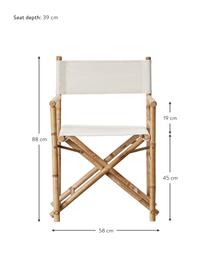 Skládací režisérská židle z bambusového dřeva Mandisa, Krémově bílá, světle hnědá, Š 58 cm, V 88 cm