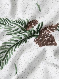 Taie d'oreiller en flanelle Pinecone, Blanc, vert, brun, larg. 65 x long. 65 cm