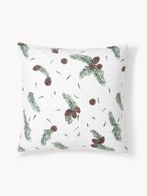 Funda de almohada de franela Pinecone, Blanco, verde, marrón, An 65 x L 65 cm