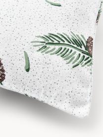 Taie d'oreiller en flanelle Pinecone, Blanc, vert, brun, larg. 65 x long. 65 cm