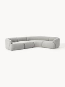 Modulares Bouclé-Ecksofa Sofia (4-Sitzer), Bezug: Bouclé (100 % Polyester) , Gestell: Fichtenholz, Spanplatte, , Füße: Kunststoff Dieses Produkt, Bouclé Hellgrau, B 312 x T 235 cm