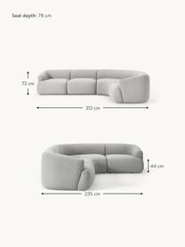 Canapé d'angle modulable 4 places en tissu bouclé Sofia, Bouclé gris clair, larg. 318 x prof. 235 cm