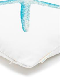 Federa arredo reversibile Starfish, 100% tela di cotone, Blu, bianco, Larg. 45 x Lung. 45 cm