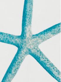 Federa arredo reversibile Starfish, 100% tela di cotone, Blu, bianco, Larg. 45 x Lung. 45 cm