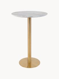 Tavolo alto rotondo effetto marmo Bolzano, Bianco effetto marmo, oro, Ø 70 x Alt. 105 cm