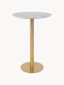 Mesa alta redonda en look mármol Bolzano, Ø 70 cm, Tablero: fibras de densidad media , Estructura: metal con pintura en polv, Mármol blanco, dorado, Ø 70 x Al 105 cm