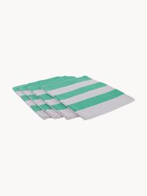 Handgetufte placemats Kio Stripe, 4 stuks, 100% katoen, Groen, wit, B 35 x L 45 cm