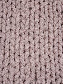 Coperta a maglia grossa color rosa cipria fatta a mano Adyna, 100% poliacrilico, Rosa cipria, Larg. 130 x Lung. 170 cm