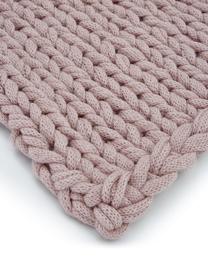 Coperta a maglia grossa color rosa cipria fatta a mano Adyna, 100% poliacrilico, Rosa cipria, Larg. 130 x Lung. 170 cm