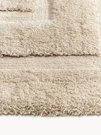 Flauschiger Hochflor-Teppich Genève mit erhabener Hoch-Tief-Struktur, Flor: Mikrofaser (100 % Polyest, Hellbeige, B 80 x L 150 cm (Grösse XS)