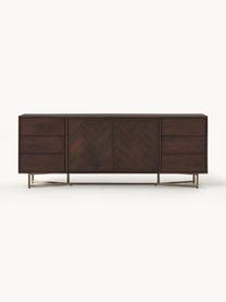 Credenza XL in legno di mango con motivo spina di pesce Luca, Struttura: metallo rivestito Questo , Legno di mango, dorato, Larg. 210 x Alt. 80 cm