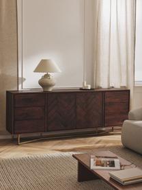 Credenza XL in legno di mango con motivo spina di pesce Luca, Struttura: metallo rivestito Questo , Legno di mango, dorato, Larg. 210 x Alt. 80 cm