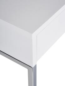 Schreibtisch Tiago in Weiss, Oberfläche: Echtholzfurnier, FSC®-zer, Korpus: Holzfaserplatte, Spanholz, Weiss, matt Beine: Metall, verchromt, B 130 x T 60 cm