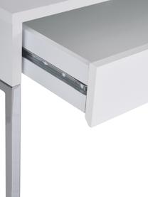 Schreibtisch Tiago in Weiß, Oberfläche: Echtholzfurnier, FSC®-zer, Korpus: Holzfaserplatte, Spanholz, Weiß, matt Beine: Metall, verchromt, B 130 x T 60 cm