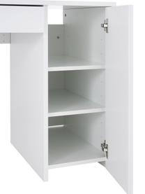Bureau Tiago in wit, Frame: fibreboard, spaanplaat, g, Poten: verchroomd metaal, Mat wit. Poten: verchroomd metaalkleurig, 130 x 75 cm