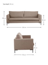 Sofa Luna (3-Sitzer), Bezug: 100% Polyester Der hochwe, Gestell: Massives Buchenholz, Webstoff Nougat, B 230 x T 95 cm