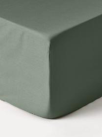Drap-housse en satin de coton pour sommier tapissier Premium, Vert foncé, larg. 90 x long. 200 cm, haut. 35 cm