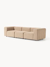 Divano componibile 4 posti in bouclé Lena, Rivestimento: bouclé (93% poliestere, 6, Struttura: legno di faggio, truciola, Piedini: plastica, Bouclé beige, Larg. 287 x Prof. 106 cm