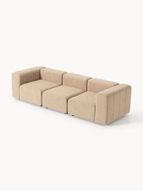 Divano componibile 4 posti in bouclé Lena, Rivestimento: bouclé (93% poliestere, 6, Struttura: legno di faggio, truciola, Piedini: plastica, Bouclé beige, Larg. 287 x Prof. 106 cm