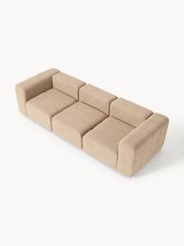 Divano componibile 4 posti in bouclé Lena, Rivestimento: bouclé (93% poliestere, 6, Struttura: legno di faggio, truciola, Piedini: plastica, Bouclé beige, Larg. 287 x Prof. 106 cm