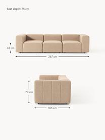 Divano componibile 4 posti in bouclé Lena, Rivestimento: bouclé (93% poliestere, 6, Struttura: legno di faggio, truciola, Piedini: plastica, Bouclé beige, Larg. 287 x Prof. 106 cm