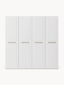 Modularer Drehtürenschrank Charlotte, 200 cm Breite, mehrere Varianten, Korpus: Spanplatte, melaminbeschi, Griffe: Messing Dieses Produkt wi, Weiss, Basic Interior, B 200 x H 200 cm