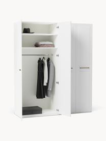 Modularer Drehtürenschrank Charlotte, 200 cm Breite, mehrere Varianten, Korpus: Spanplatte, melaminbeschi, Griffe: Messing Dieses Produkt wi, Weiß, Basic Interior, B 200 x H 200 cm