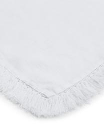Tovaglia in lino con frange Lucka, Lino, Bianco, Per 6-8 persone (Larg. 150 x Lung. 200 cm)