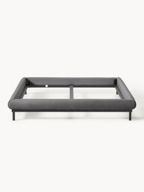 Cama tapizada Meya, Tapizado: tejido finamente texturiz, Estructura: metal con pintura en polv, Tejido gris oscuro, An 140 x L 200 cm