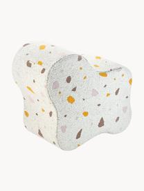 Pouf per bambini in bouclé fatto a mano Cloud, Bouclé bianco, effetto terrazzo, Larg. 40 x Prof. 25 cm