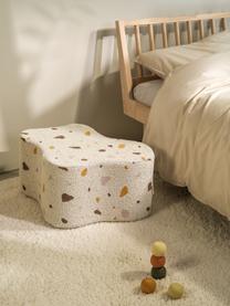 Pouf en bouclette pour enfants fait main Cloud, Bouclette blanche, aspect terrazzo, larg. 40 x haut. 25 cm