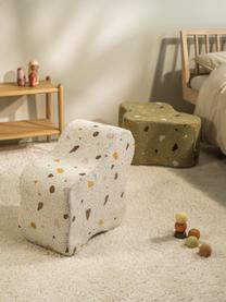 Handgefertigter Kinder-Pouf Cloud aus Bouclé, Bouclé Weiß, Terrazzo-Optik, B 40 x T 25 cm