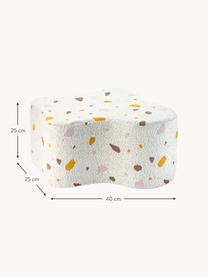 Pouf per bambini in bouclé fatto a mano Cloud, Bouclé bianco, effetto terrazzo, Larg. 40 x Prof. 25 cm