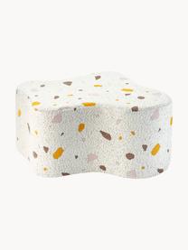 Pouf per bambini in bouclé fatto a mano Cloud, Bouclé bianco, effetto terrazzo, Larg. 40 x Prof. 25 cm