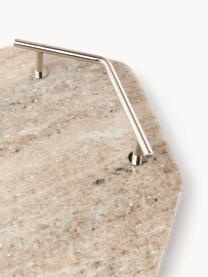 Marmor-Servierplatte Han, Tablett: Marmor, Griffe: Metall, Beige, marmoriert, B 29 x T 24 cm